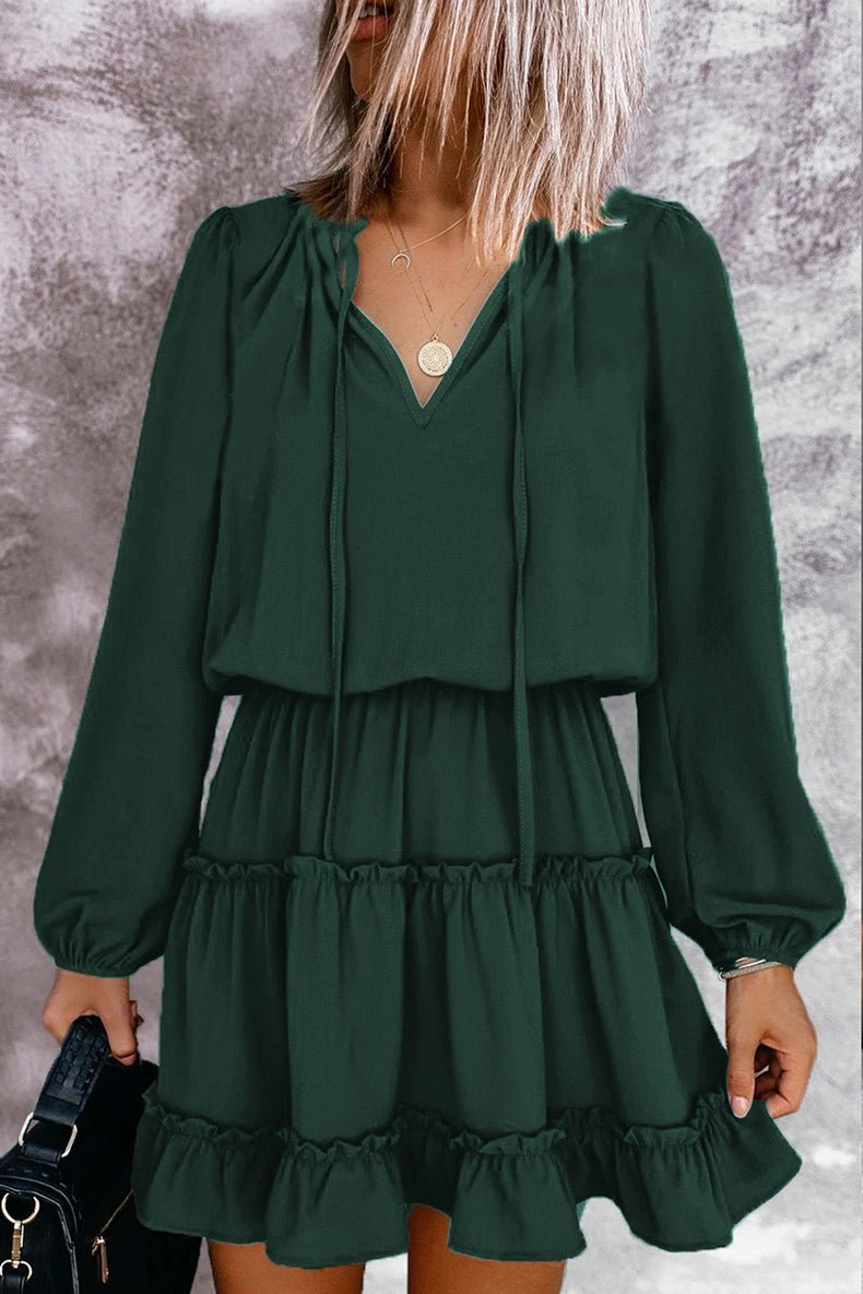 2024 Autumn Solid Color Thin Jumpsuit Skirt Fashion Slim Looking Temperament Commute Pullover Loose Knee - Length Dress Women - Kaiju Mafia