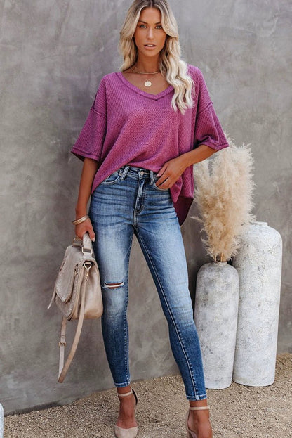 Dilamon New Arrival Pure Color Casual Half Sleeve Shirt Women&