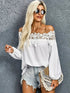 off - Shoulder off - Shoulder Collar Long Sleeves Fashion Loose Lace Shirt - Kaiju Mafia