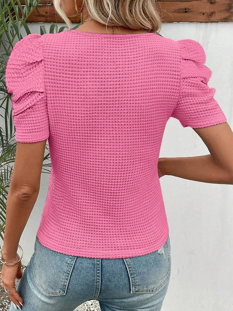 Waffle Fashion Summer Fashion Top T-shirt with Short Sleeves - Kaiju Mafia