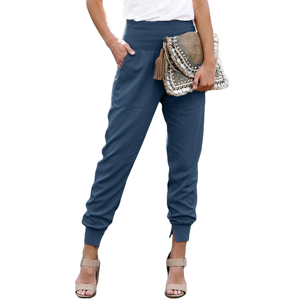 High Waist Nine Points European and American Fashion Minimalist Loose - Fit Tappered Trousers - Kaiju Mafia