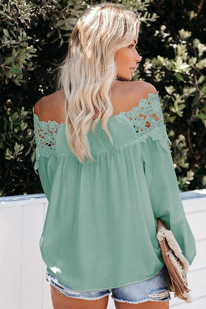 off - Shoulder off - Shoulder Collar Long Sleeves Fashion Loose Lace Shirt - Kaiju Mafia