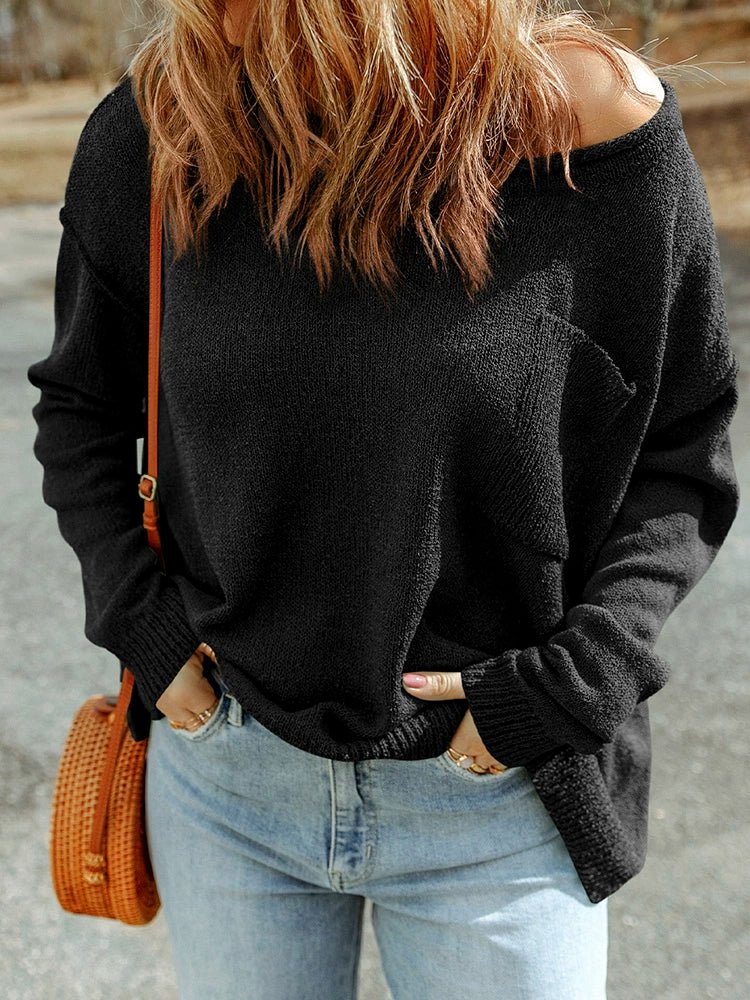 Fall 2024 New Arrival Pure Color Long Sleeves Sweater Female European and American Leisure Wind Thread Knitting Thermal Head Cover Tops Female - Kaiju Mafia