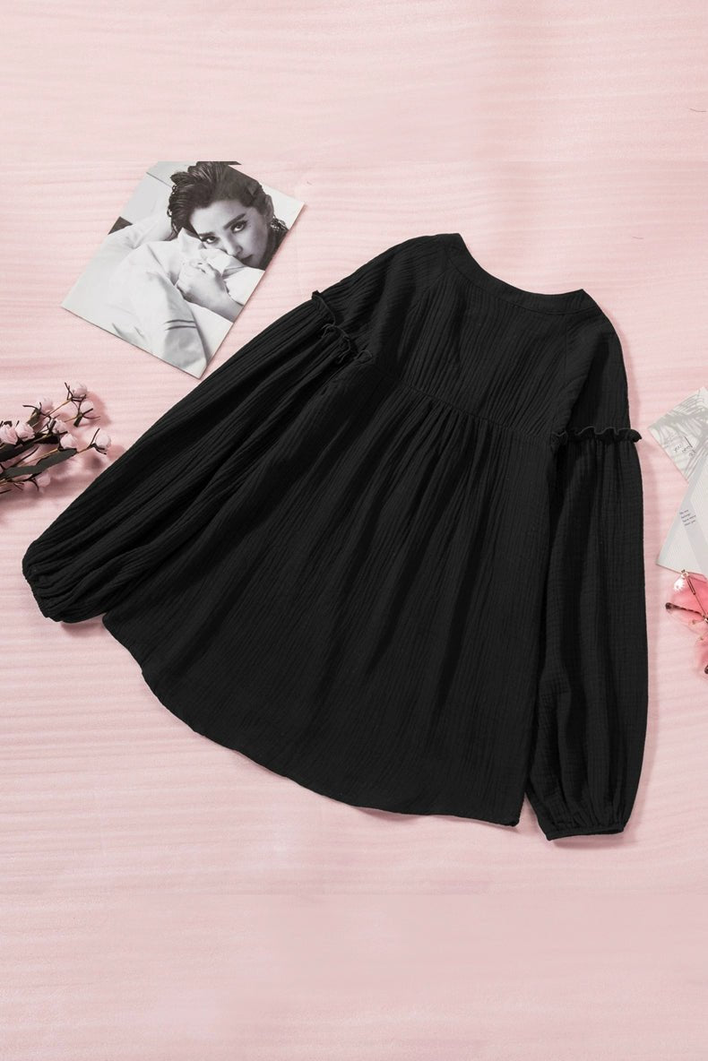 Fall New Arrival Pure Color Long Sleeves T-Shirt Female 2024 Special - Interest Design Casual Loose Plus Size Bottoming Shirt Tops V Neck Tide - Kaiju Mafia