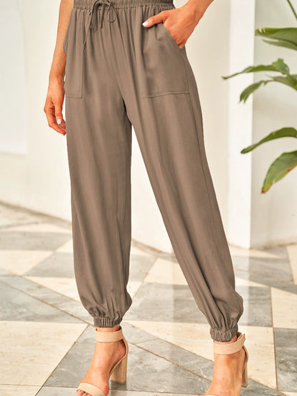 European Loose Lace-up Ankle-Length Pants