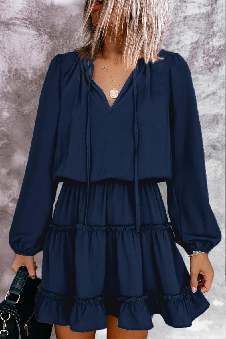 2024 Autumn Solid Color Thin Jumpsuit Skirt Fashion Slim Looking Temperament Commute Pullover Loose Knee - Length Dress Women - Kaiju Mafia