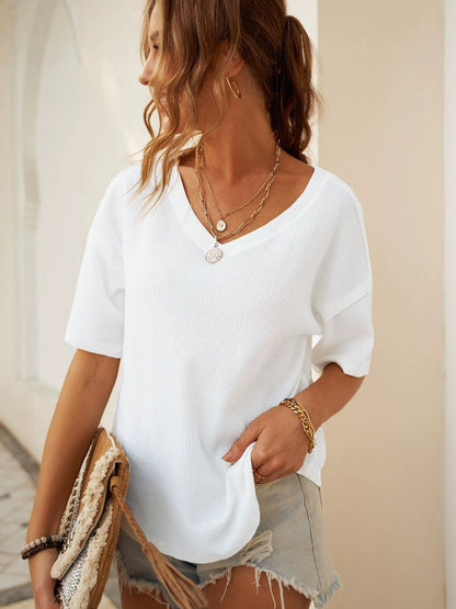Dilamon New Arrival Pure Color Casual Half Sleeve Shirt Women&