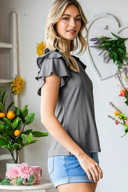 Pleated Summer Silm Thin Top T-shirt with Short Sleeves - Kaiju Mafia