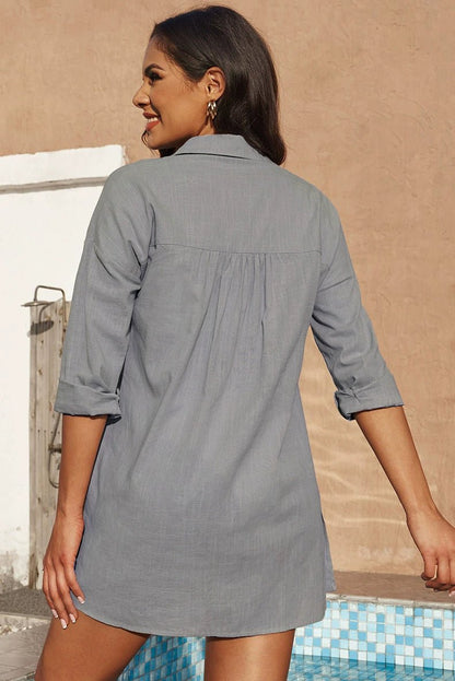 Summer New Arrival Mid Length Long Length Bikini Cover - up Chiffon Shirt for Women Fashion Beach Vacation Style Loose Sun Protective Blouse - Kaiju Mafia