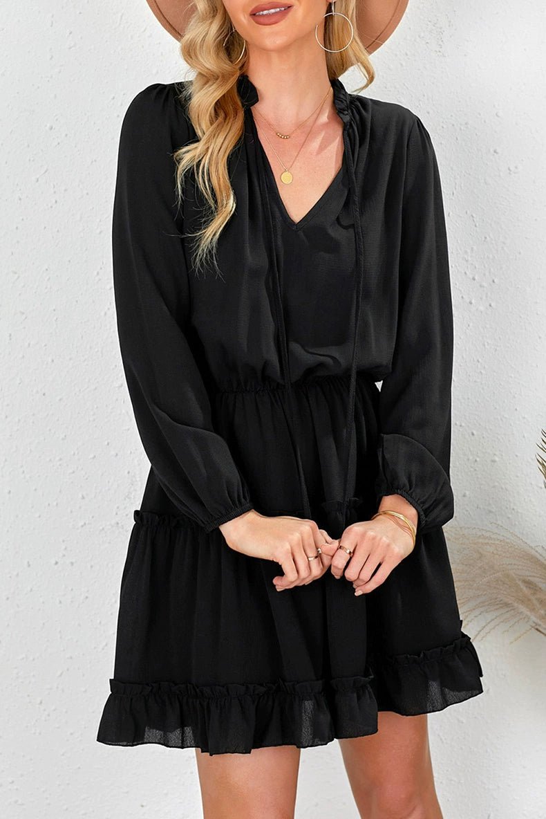 2024 Autumn Solid Color Thin Jumpsuit Skirt Fashion Slim Looking Temperament Commute Pullover Loose Knee - Length Dress Women - Kaiju Mafia