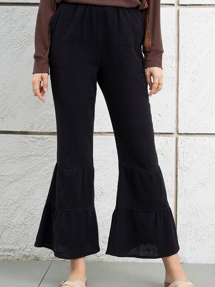 Black Fashion Fashion Ruffles Thin Women&