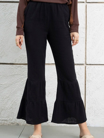 Black Fashion Fashion Ruffles Thin Women&
