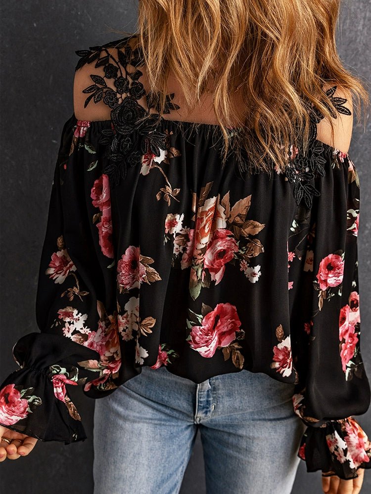 Autumn and Winter Printing Long Sleeves Fashion Pullover Tops Chiffon Shirt - Kaiju Mafia