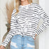 Stripes Thin Tops round Neck Pullover Long Sleeves T-shirt - Kaiju Mafia