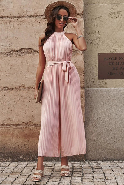 2024 Summer New Arrival Pure Color Halter Jumpsuit Women&