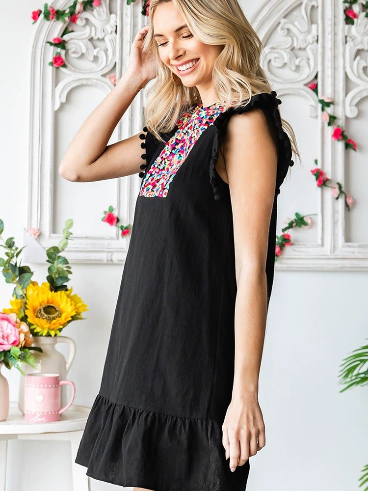 Summer Short Sleeve Fashion Bohemia Knee - Length Skirt Embroider - Kaiju Mafia
