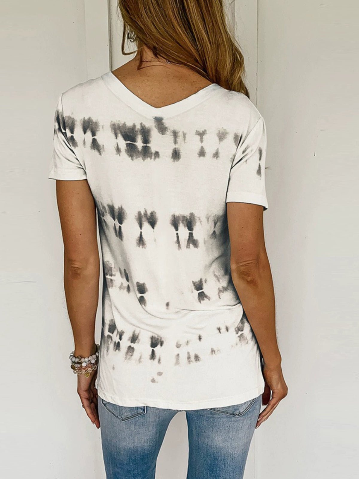 Tie - Dye Summer Silm V Neck Tops Print Short Sleeve T-shirt - Kaiju Mafia