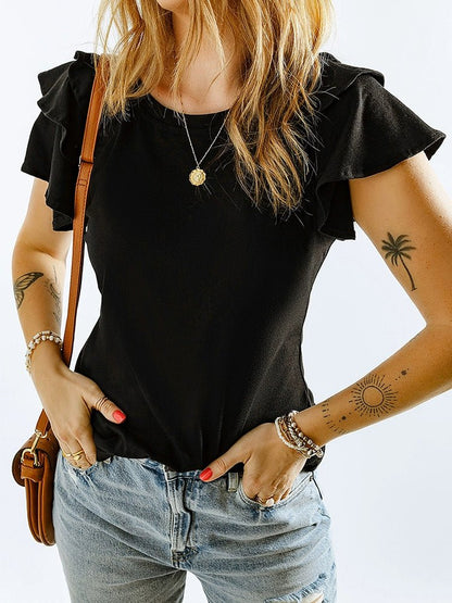 Pleated Summer Silm Thin Top T-shirt with Short Sleeves - Kaiju Mafia
