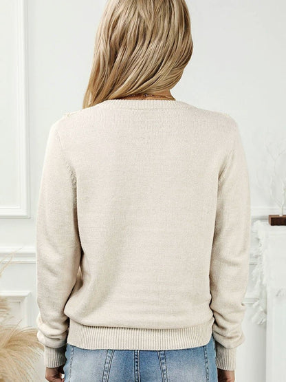 Fall 2024 New round Neck Long Sleeves Cardigan Sweater Women Fashion All - Match Lace Trim Knitted Cardigan Top Women - Kaiju Mafia