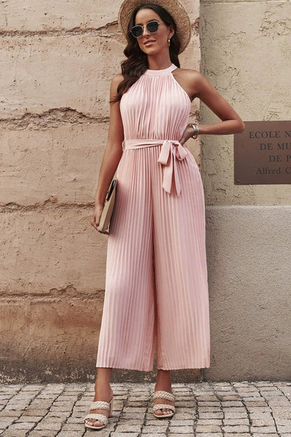 2024 Summer New Arrival Pure Color Halter Jumpsuit Women&