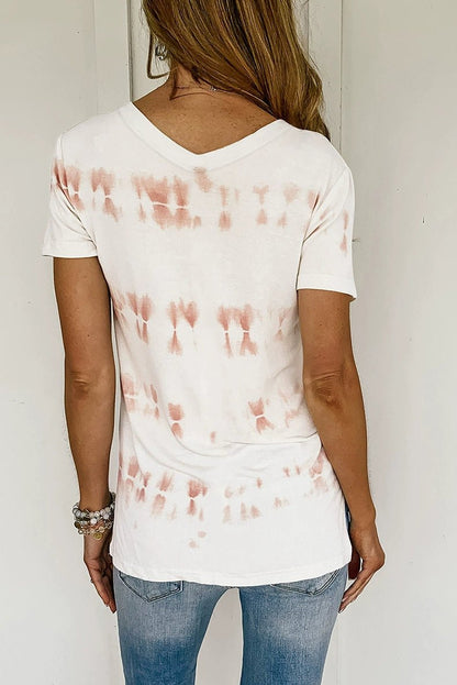 Tie - Dye Summer Silm V Neck Tops Print Short Sleeve T-shirt - Kaiju Mafia