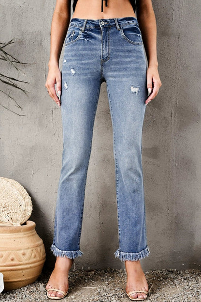 2024 Pure Color Washed Denim Women Fashion Idle Style Loose Cool Casual High Waist Straight - Leg Pants Women - Kaiju Mafia