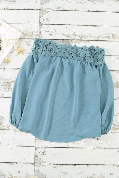 off - Shoulder off - Shoulder Collar Long Sleeves Fashion Loose Lace Shirt - Kaiju Mafia