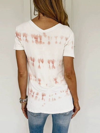Tie - Dye Summer Silm V Neck Tops Print Short Sleeve T-shirt - Kaiju Mafia
