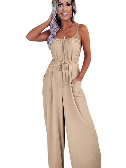Fashion Loose Backless Suspender Jumpsuit Women 2024 Summer New Arrival Personalized Sexy Cold - Shoulder Sleeveless Jumpsuit Trousers - Kaiju Mafia
