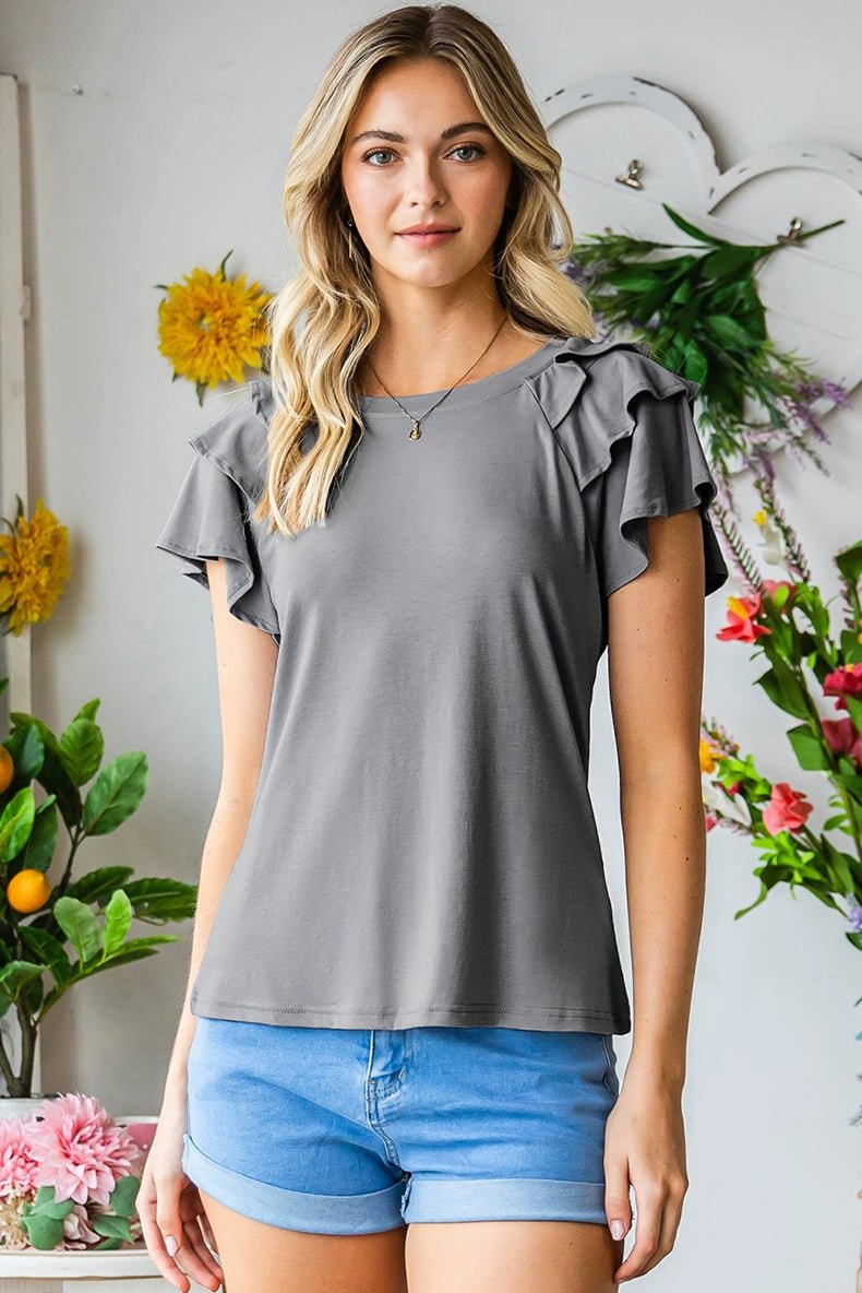 Pleated Summer Silm Thin Top T-shirt with Short Sleeves - Kaiju Mafia