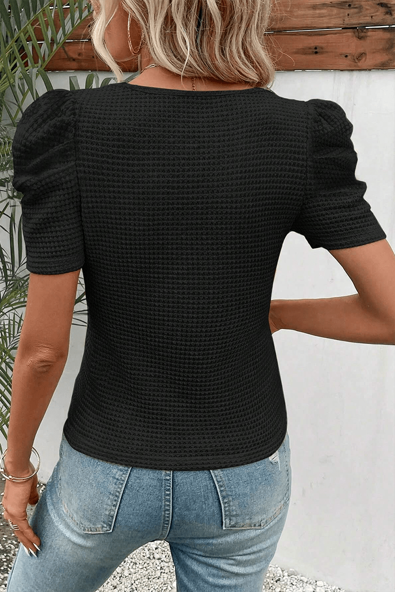 Waffle Fashion Summer Fashion Top T-shirt with Short Sleeves - Kaiju Mafia