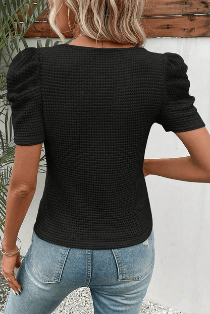Waffle Fashion Summer Fashion Top T-shirt with Short Sleeves - Kaiju Mafia