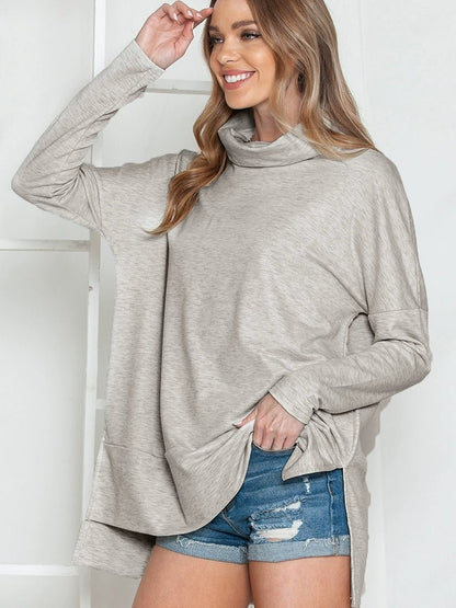 Pure Color Long Sleeves Casual Wind Loose Bottoming Top Pullover - Kaiju Mafia