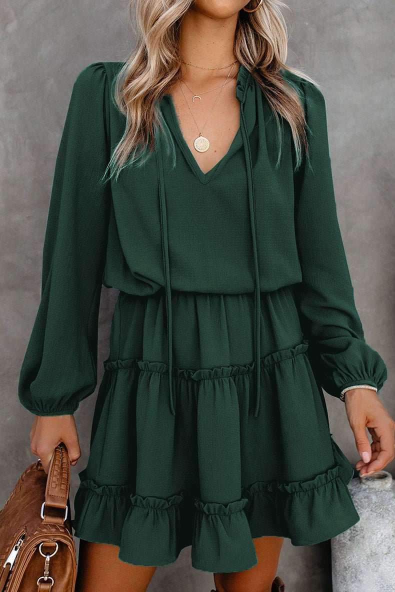 2024 Autumn Solid Color Thin Jumpsuit Skirt Fashion Slim Looking Temperament Commute Pullover Loose Knee - Length Dress Women - Kaiju Mafia