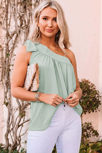 New Arrival One - Shoulder Fashion Ruched Sleeveless Pullover Vest - Kaiju Mafia