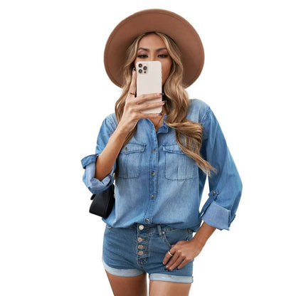 2024 Spring &amp; Fall New Arrival Washed Denim Jacket Women&