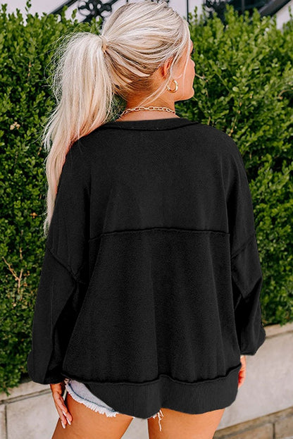 2024 European Style V Neck Button Sweatshirt for Women - Kaiju Mafia