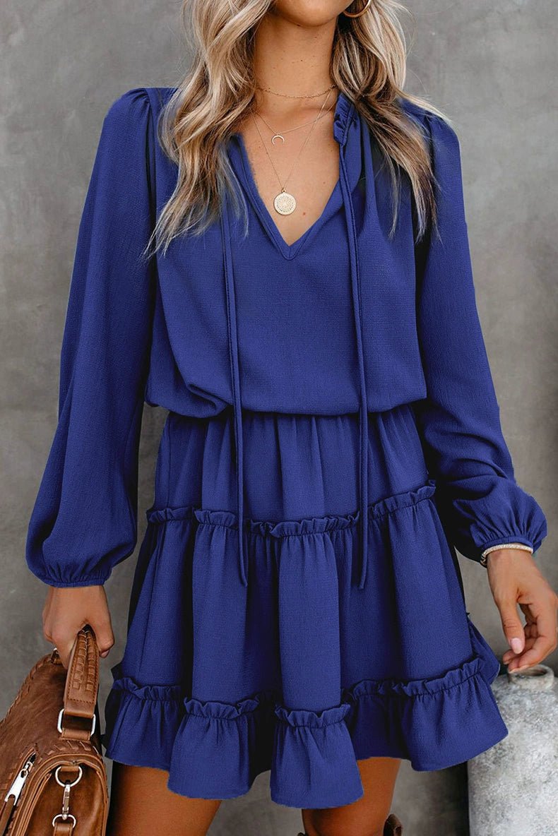 2024 Autumn Solid Color Thin Jumpsuit Skirt Fashion Slim Looking Temperament Commute Pullover Loose Knee - Length Dress Women - Kaiju Mafia