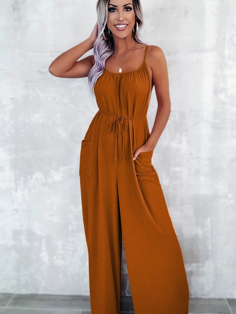 Fashion Loose Backless Suspender Jumpsuit Women 2024 Summer New Arrival Personalized Sexy Cold - Shoulder Sleeveless Jumpsuit Trousers - Kaiju Mafia