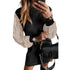 2024 Fall and Winter New Arrival Sleeve Sequin Patchwork Long Sleeves Dress Fashion Fashion Casual White Knee - Length Skirt Skirt - Kaiju Mafia
