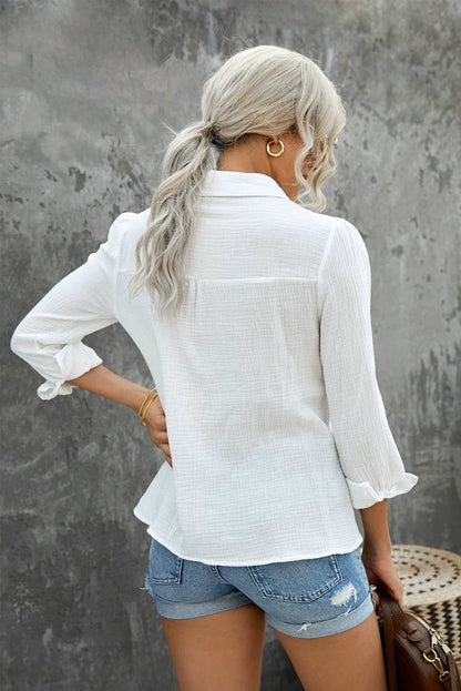 Fall Lace Cut Out Long Sleeves Thin Shirt Female 2024 New Arrival Easiest for Match Loose Lapel Single Breasted Shirt Coat - Kaiju Mafia