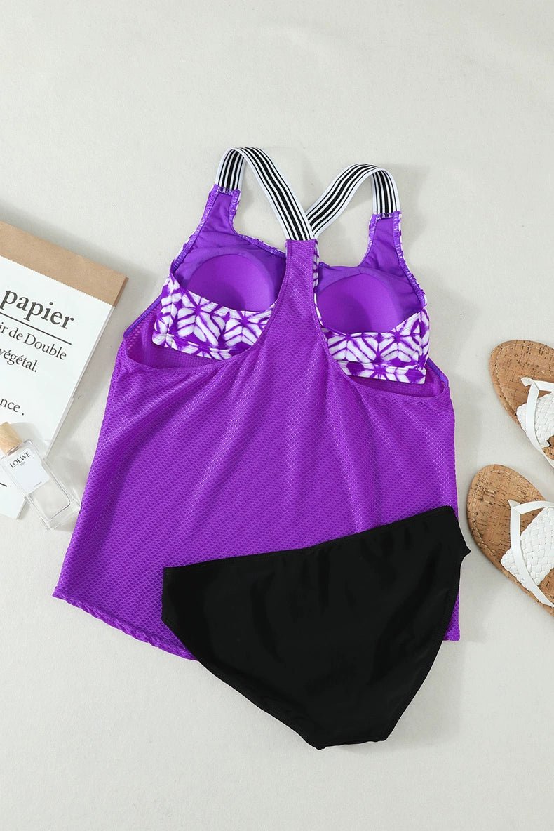 European American Summer New Cover Belly Conservative Separates Swimsuit Female Amazon Fashion with Chest Pad U Collar Swimsuit Two - Piece Suit - Kaiju Mafia