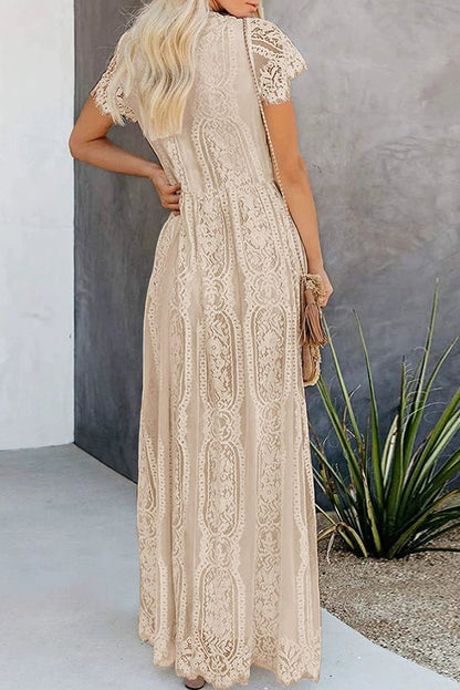 V Neck Fashion White Fairy Lace Dress Short Sleeve - Kaiju Mafia