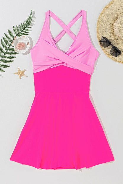 2024 Summer New Arrival One - Piece Skirt Belly Contracting Swimsuit European and American Sexy Big U - Neck Cross Strap Swimsuit for Women - Kaiju Mafia