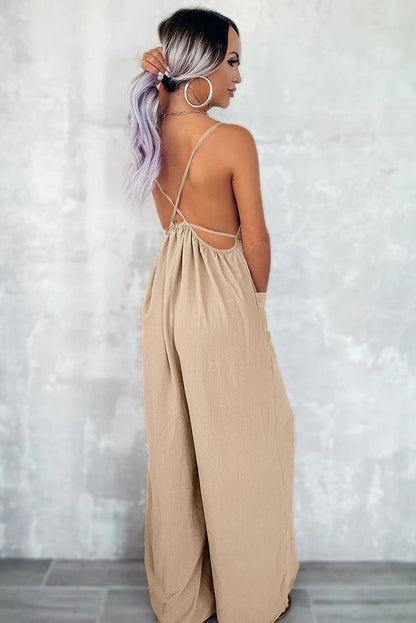 Fashion Loose Backless Suspender Jumpsuit Women 2024 Summer New Arrival Personalized Sexy Cold - Shoulder Sleeveless Jumpsuit Trousers - Kaiju Mafia