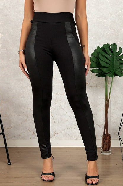 Fall 2024 New Arrival High Waist Tight Leggings Women Fashion Leather Patchwork Easy Matching Long Sleeves Silm Casual Pants Women - Kaiju Mafia