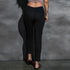 Fashion Wind Black Rib Knitting High Waist Slit Leggings Women 2024 Fall New Arrival Skinny Tappered Pants Women - Kaiju Mafia