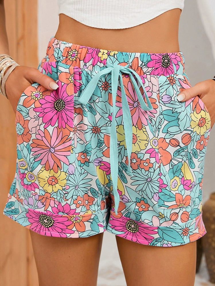 Low Waist Casual Shorts Floral Print