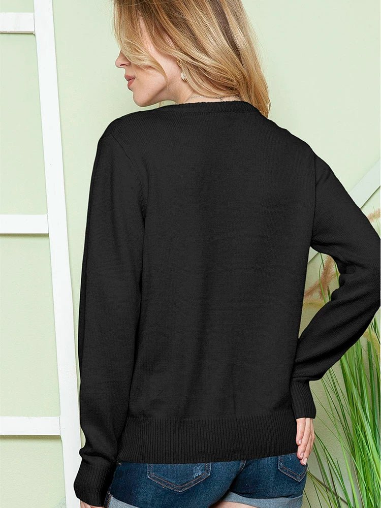 Fall 2024 New round Neck Long Sleeves Cardigan Sweater Women Fashion All - Match Lace Trim Knitted Cardigan Top Women - Kaiju Mafia