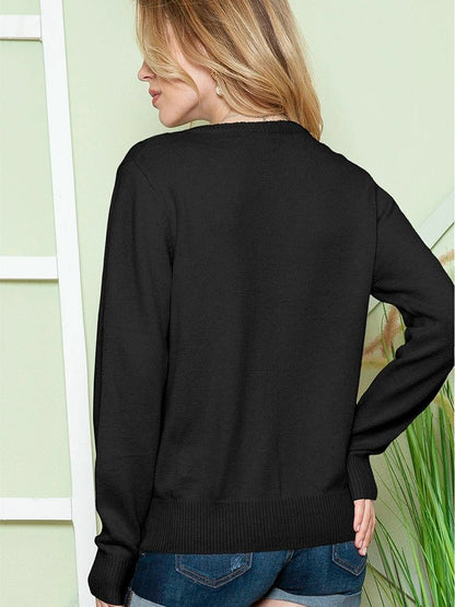 Fall 2024 New round Neck Long Sleeves Cardigan Sweater Women Fashion All - Match Lace Trim Knitted Cardigan Top Women - Kaiju Mafia